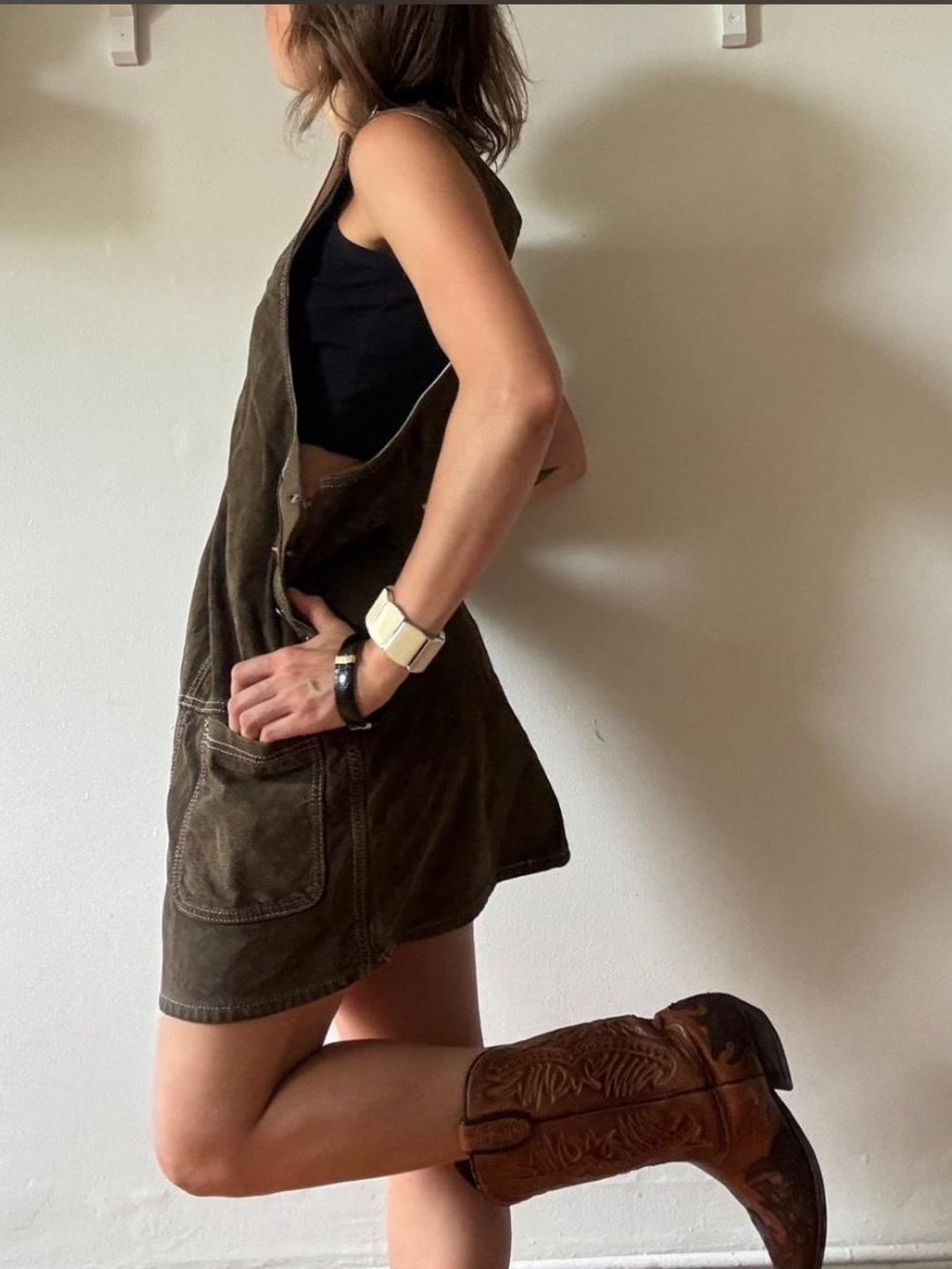 Suede overall dress— Skotts Suede